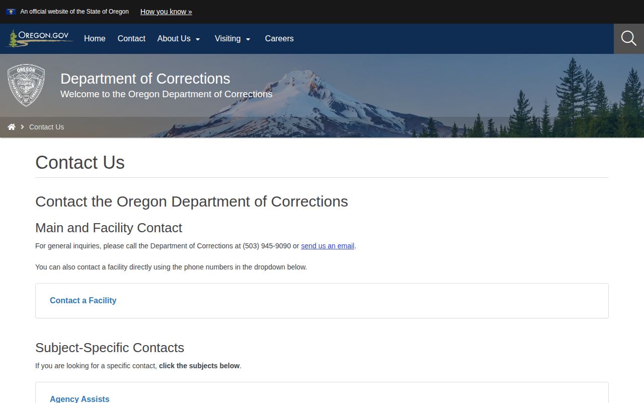 Eastern Oregon Correctional Institution release records contact directory