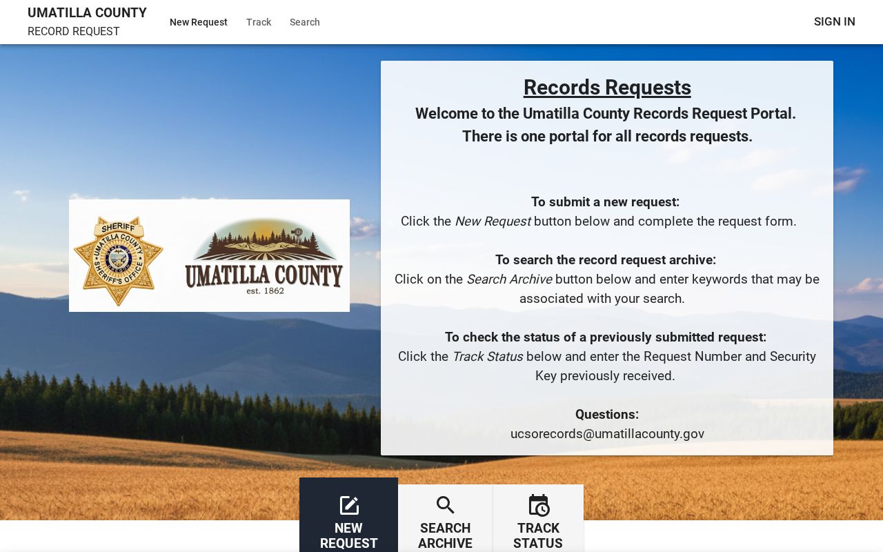 Umatilla County Corrections Facility release records request portal